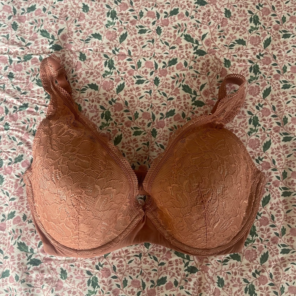 ThirdLove floral lace plunge bra - coral 34G